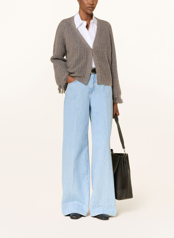 HEMISPHERE Cardigan with cashmere and glitter yarn KHAKI