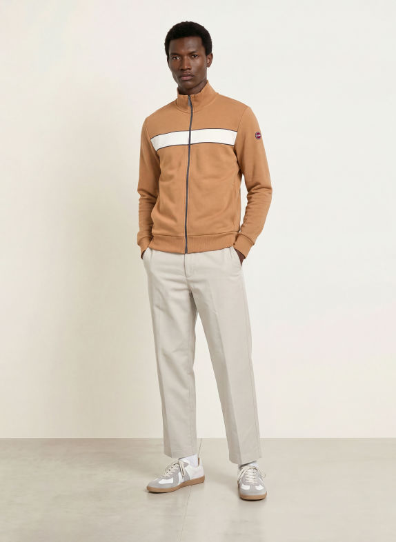 COLMAR Jachetă din material de tip sweat UOMO MARO / CREM / NEGRU