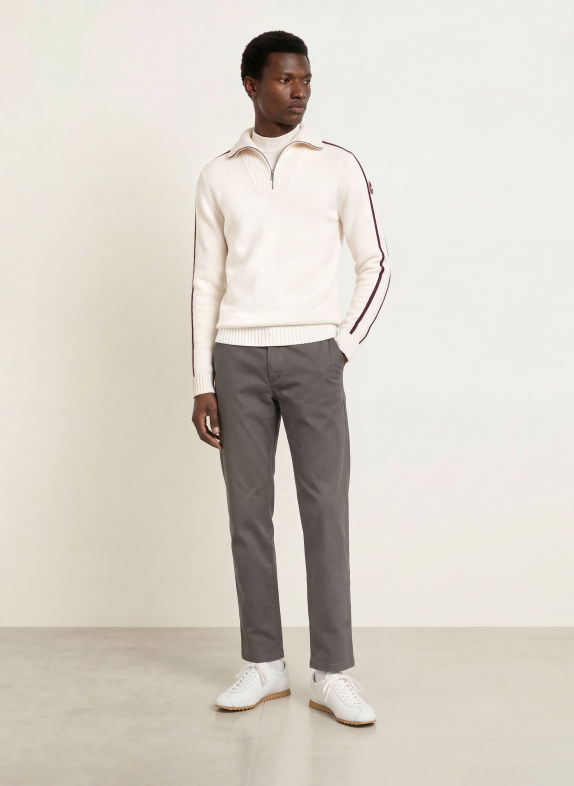 COLMAR Pull col zippé CRÈME / LILAS FONCÉ