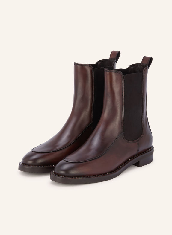 Pertini Chelsea boots met studs MARRON FONCÉ / GOUD