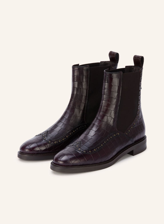 Pertini Chelsea boots met studs DONKERROOD