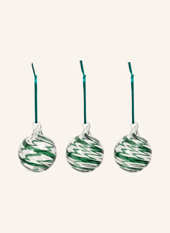 BROSTE COPENHAGEN 3er-Set Dekoanhänger SWIRL GRÜN