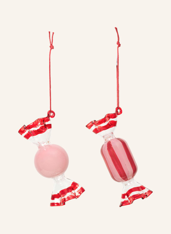 BROSTE COPENHAGEN 2er-Set Dekoanhänger CANDY ROSA / PINK / DUNKELROT