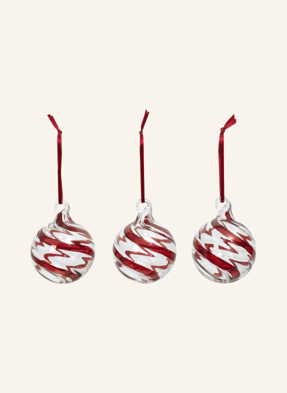 BROSTE COPENHAGEN 3er-Set Dekoanhänger SWIRL DUNKELROT