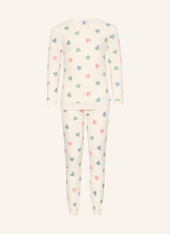PETIT BATEAU Pyjama van badstof ECRU / ZALM / GROEN