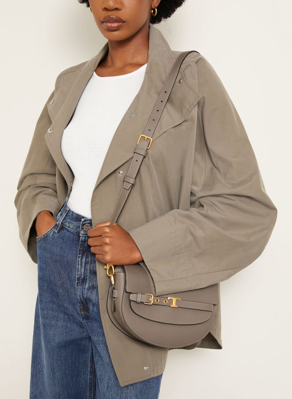 TOD'S Sac à bandoulière T SIGNATURE TAUPE / OR