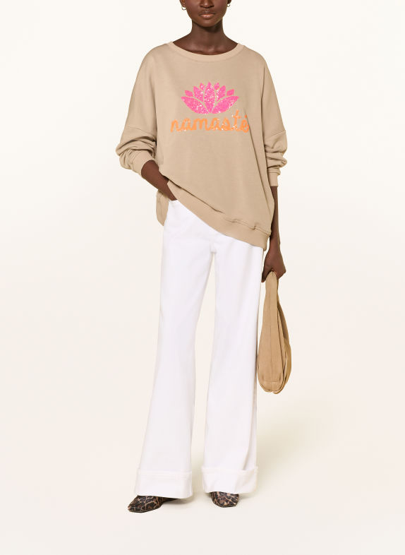 miss goodlife Oversized-sweatshirt med pailletter BEIGE / NEONPINK / NEONORANGE