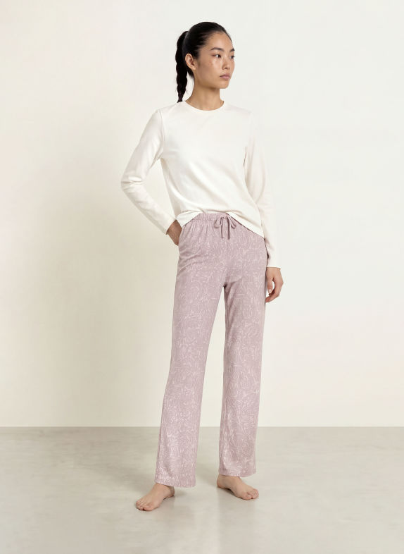 BOSS Schlafhose BEIGE / CREME