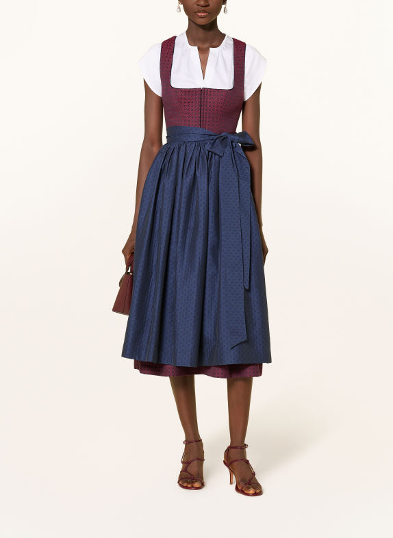 Grasegger Robe Dirndl jacquard BRITTA ROUGE FONCÉ / BLEU FONCÉ