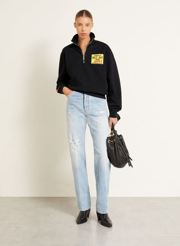 DSQUARED2 Half-zip sweatshirt BLACK