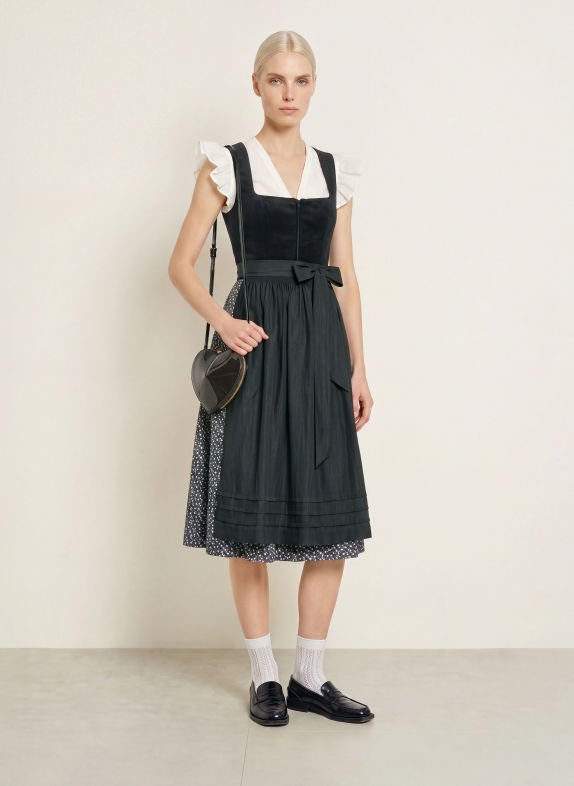Spieth & Wensky Dirndl KATTA ZWART / GRIJS / WIT