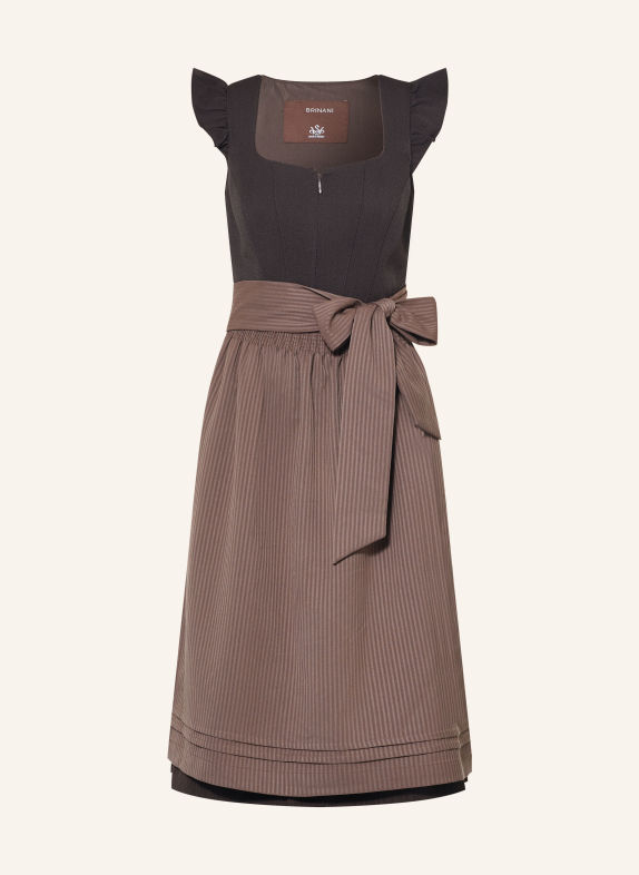 Spieth & Wensky Dirndl BRIGITTE met ruches MARRON FONCÉ / TAUPE