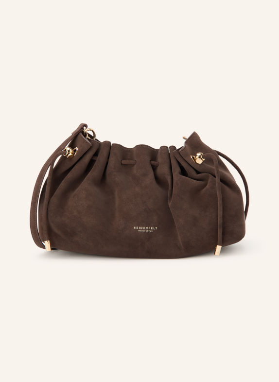 SEIDENFELT Beuteltasche RENA DUNKELBRAUN / GOLD