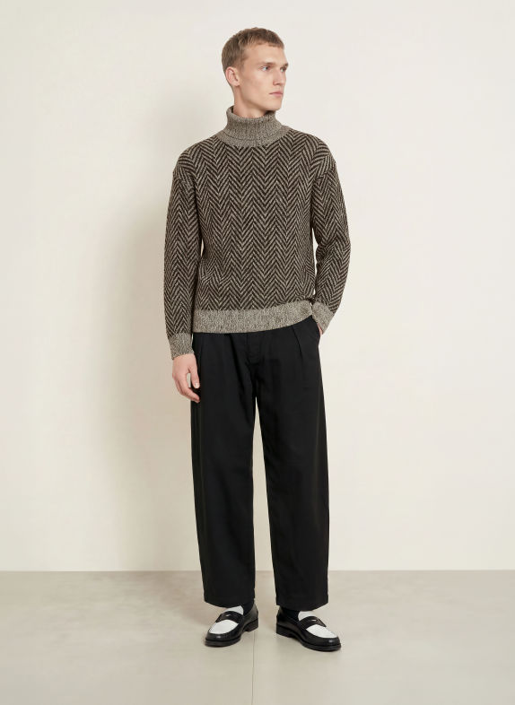 HUGO Rollkragenpullover SHERBORNE SCHWARZ / GRAU