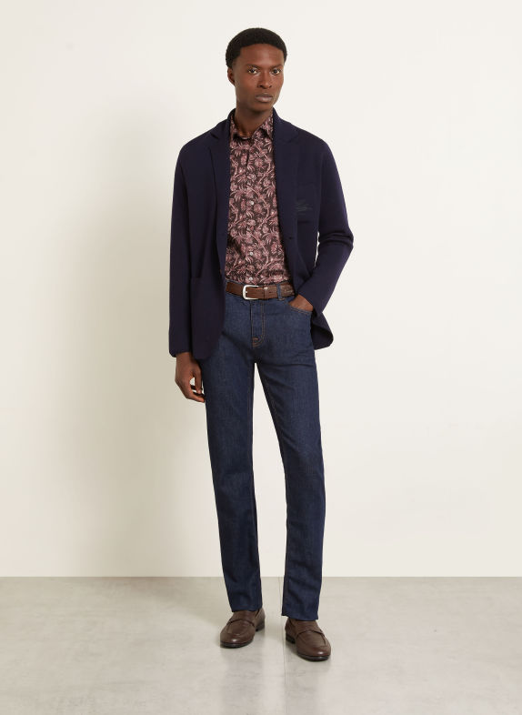 ETRO Overhemd Comfort Fit PAARS / CRÈME / DONKERROOD