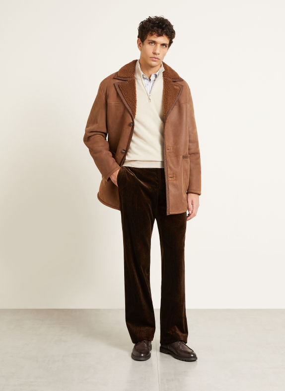 ETRO Sametové chino kalhoty, regular fit TMAVĚ HNĚDÁ / BÉŽOVÁ / ZELENÁ