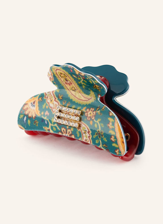 ETRO Hair clip with gemstones TEAL / GOLD / DARK RED