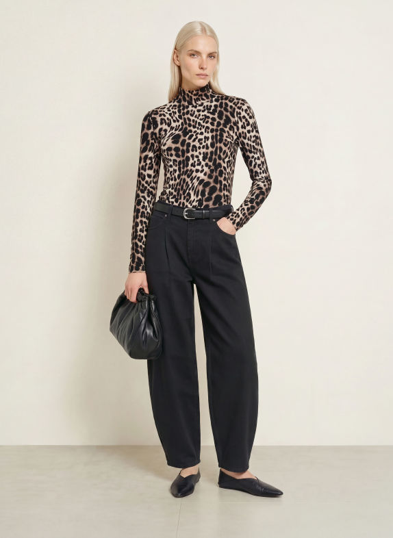 efixelle Long-sleeve shirt CAMEL / BLACK