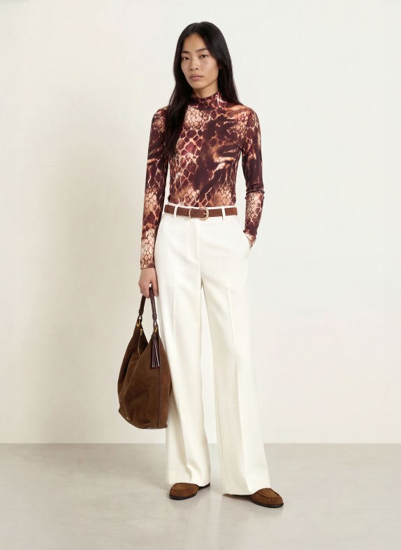 efixelle Long-sleeve shirt DARK RED / BROWN / WHITE