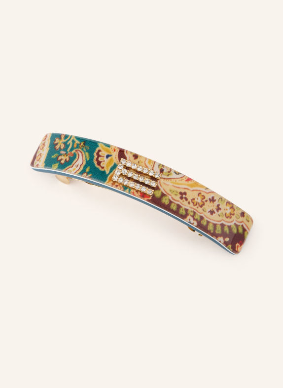 ETRO Hair clip with gemstones TEAL / GOLD / BEIGE