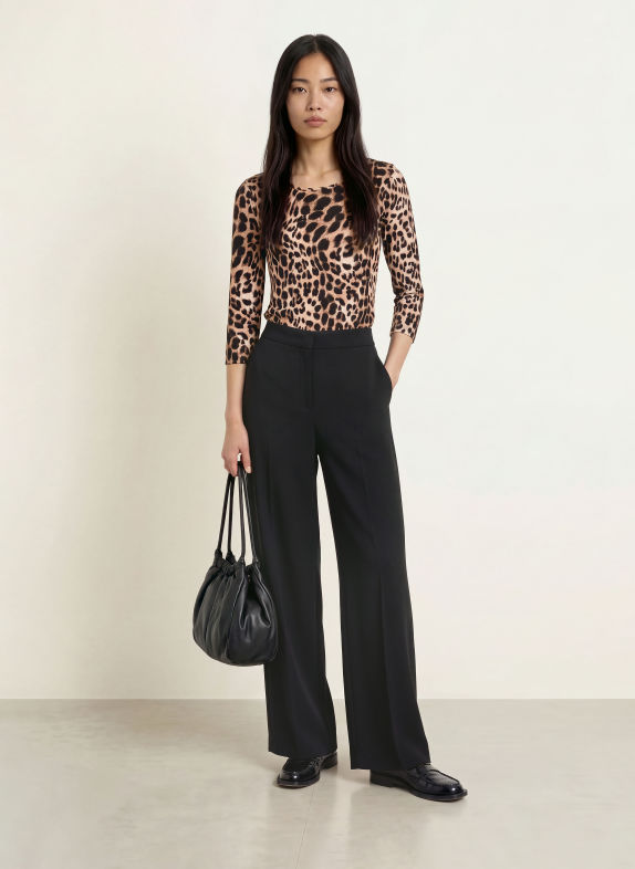 efixelle Shirt with 3/4 sleeves CAMEL / BLACK