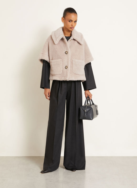 Max Mara Kunstbont-Bodywarmer NEW TERZO met alpaca LICHTGRIJS