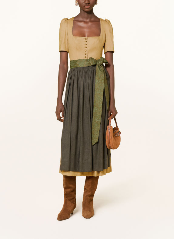 Gottseidank Dirndl HANNI mit Leinen BEIGE / CREME / OLIV
