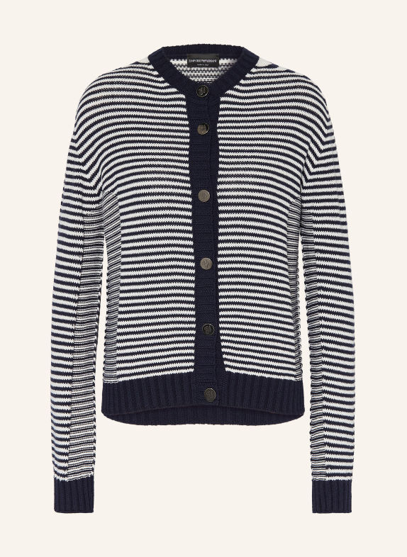 EMPORIO ARMANI Strickjacke DUNKELBLAU / WEISS