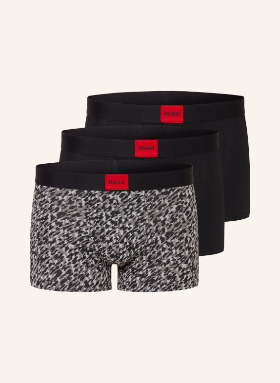 HUGO Set van 3 Boxershorts GALAXY DONKERGRIJS / GRIJS / ZWART
