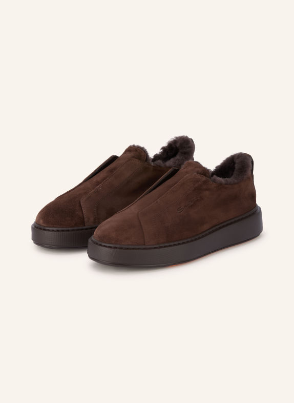 Santoni VICTORY Slip-on sneakers DARK BROWN