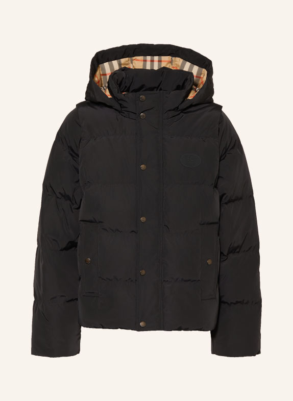BURBERRY GRANVILLE Down Jacket with Detachable Sleeves BLACK
