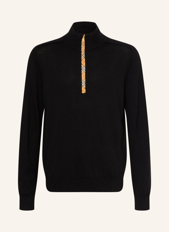 BURBERRY Pulover cu guler înalt NEGRU / BEJ