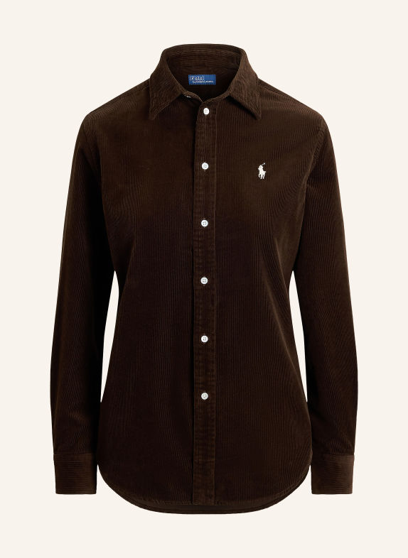 POLO RALPH LAUREN Hemdbluse aus Cord DUNKELBRAUN / ECRU