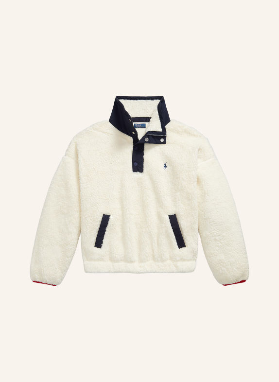 POLO RALPH LAUREN Pull col zippé en polaire ÉCRU / BLEU FONCÉ