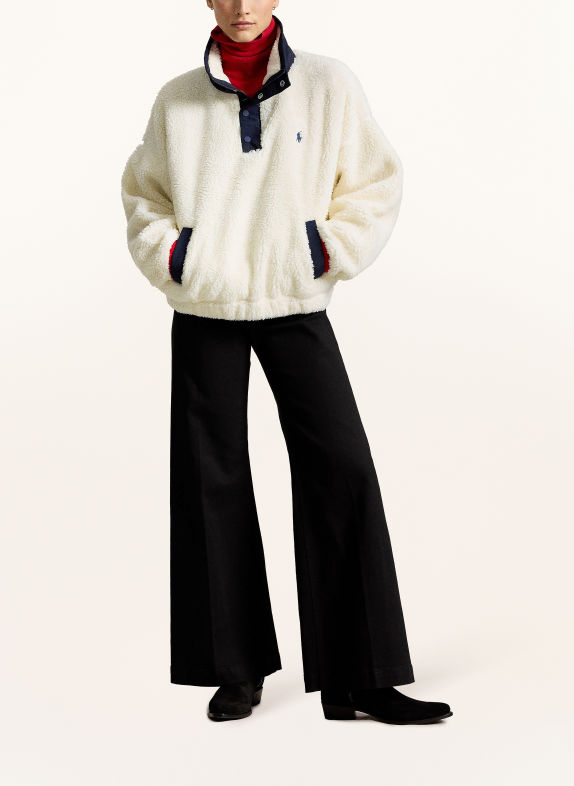 POLO RALPH LAUREN Fleece half-zip sweater ECRU / DARK BLUE