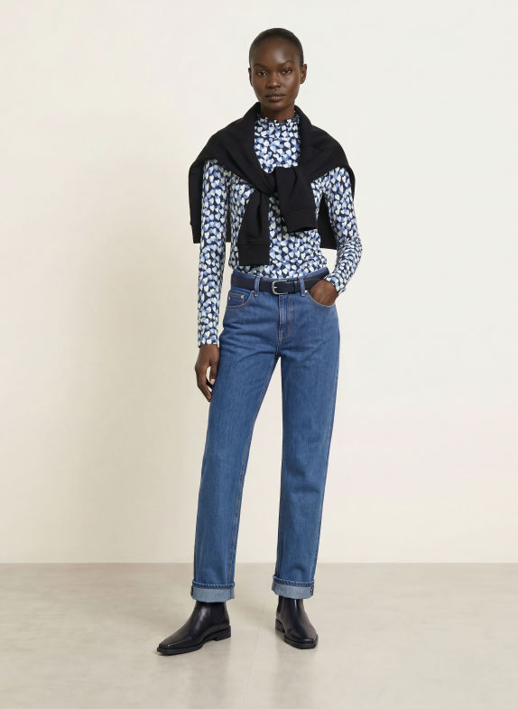 lilienfels Long-sleeve shirt with ruffles DARK BLUE / BLUE / WHITE