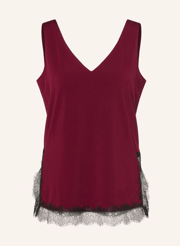 Miss Lagotte Blousetop met kant DONKERROOD / ZWART