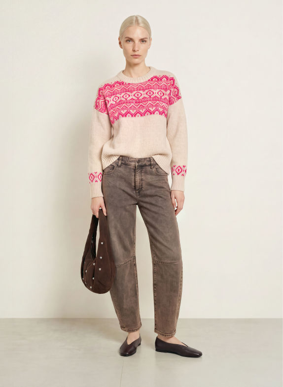 miss goodlife Trui met glittergaren BEIGE / ROZE