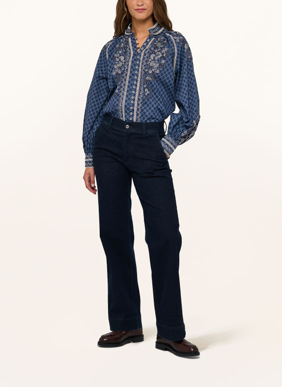 dea kudibal MONIA Blouse with Lace DARK BLUE / LIGHT BLUE / WHITE