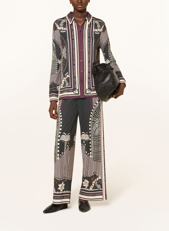 Miss Lagotte Marlene-broek ZWART / BEIGE / DONKERROOD