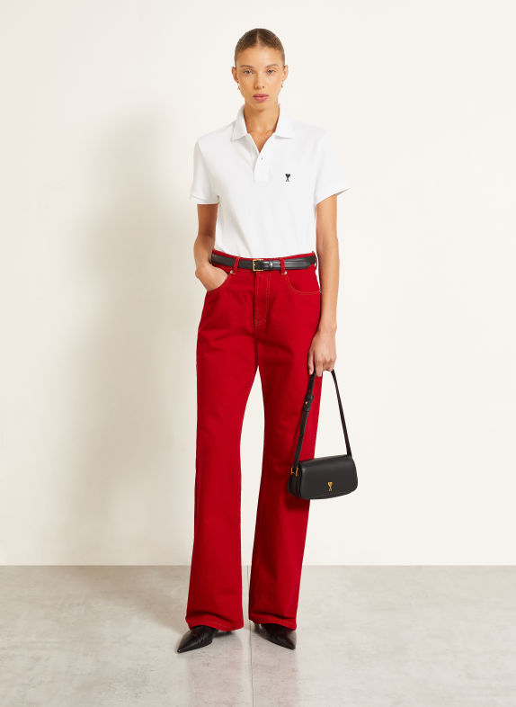 AMI PARIS Piqué polo shirt WHITE