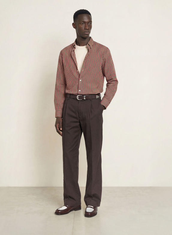 I'M BRIAN Overhemd Comfort Fit DONKERROOD / BEIGE