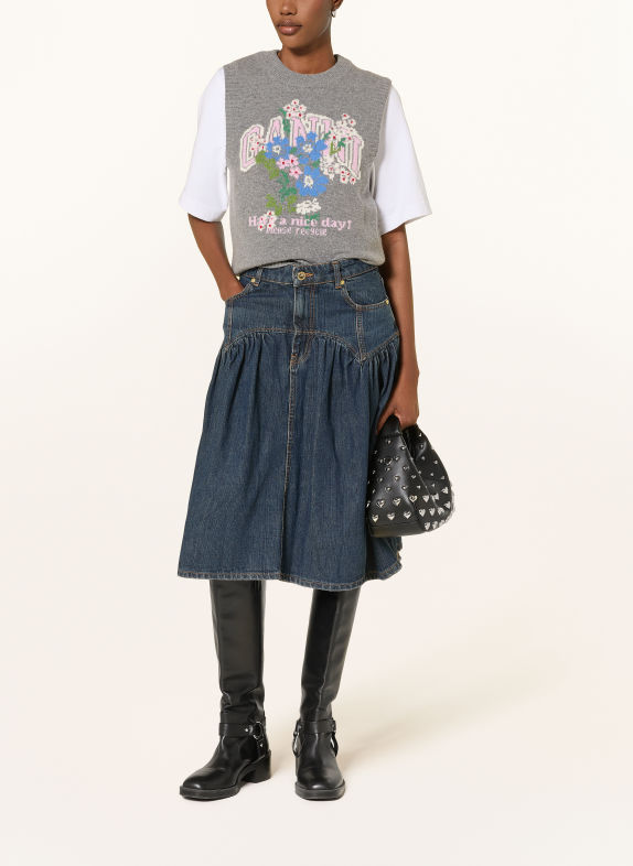 GANNI Pull sans manches GRIS / ROSE FUCHSIA / BLEU