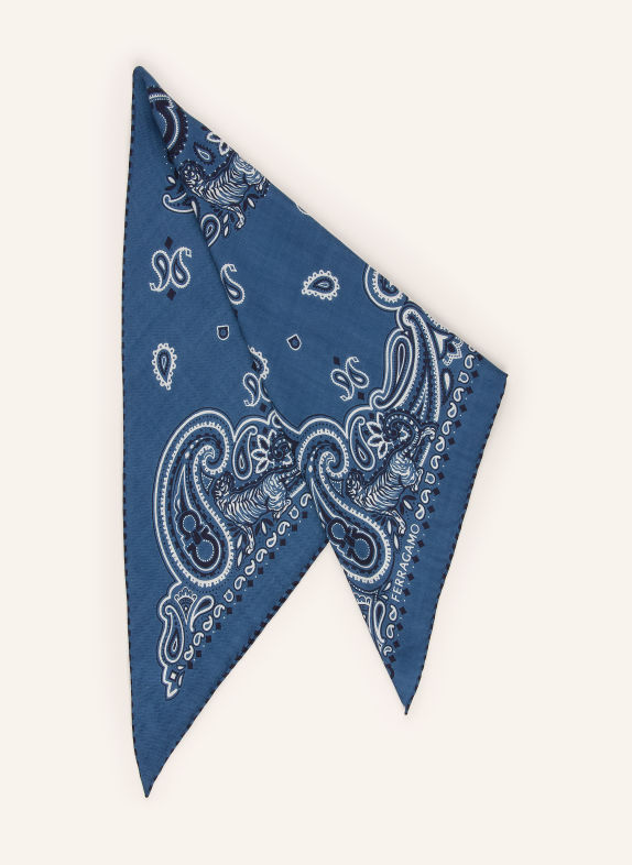 FERRAGAMO Dreieckstuch mit Cashmere BLAU / WEISS / SCHWARZ