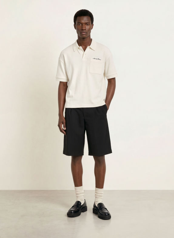 about:blank Piqué-poloshirt ECRU / ZWART