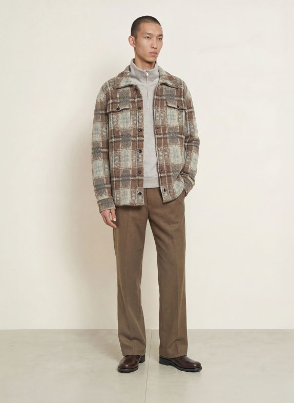 roberto collina Stickad overshirt i alpacka LJUSGRÖN / BRUN / LJUSBLÅ
