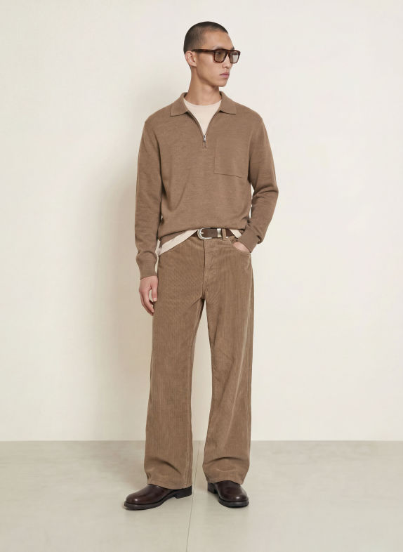 roberto collina Merinowool Knit polo shirt LIGHT BROWN