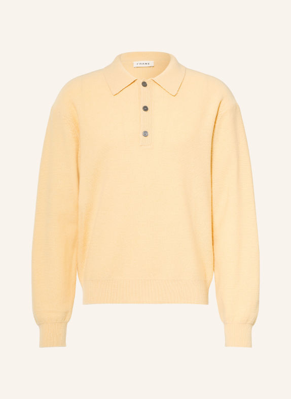 FRAME Gebreid poloshirt LICHTGEEL