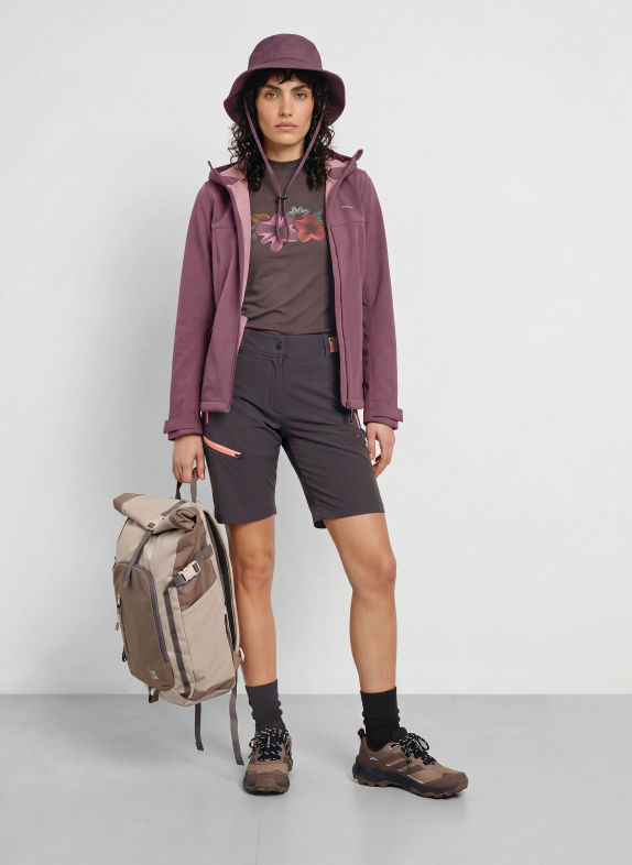 me°ru' Softshell-jacka BORDEAUX MÖRKRÖD