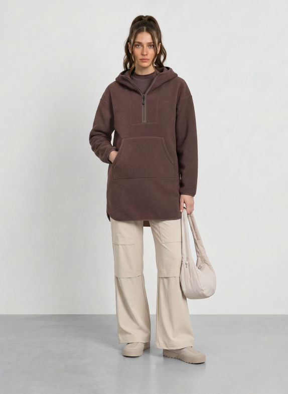 me°ru' QUIMPER Fleece hoodie DARK BROWN
